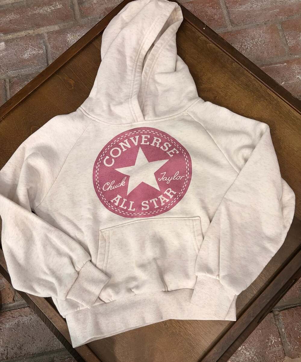 Converse Chuck Taylor Hoodie Size S 8-10 YRS Cream Pink